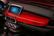 Red-painted dashboard with 500 black logo